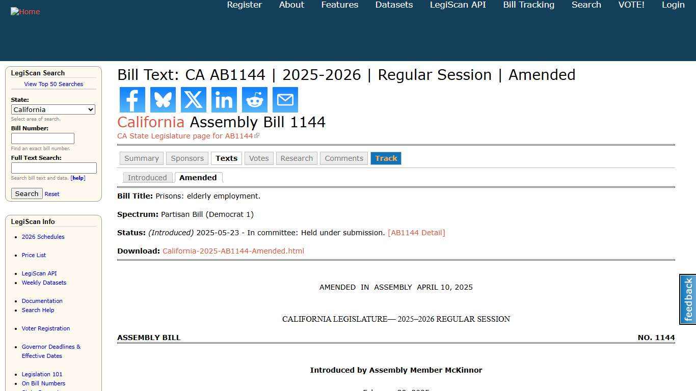 Bill Text: CA AB1144 2025-2026 Regular Session Amended LegiScan